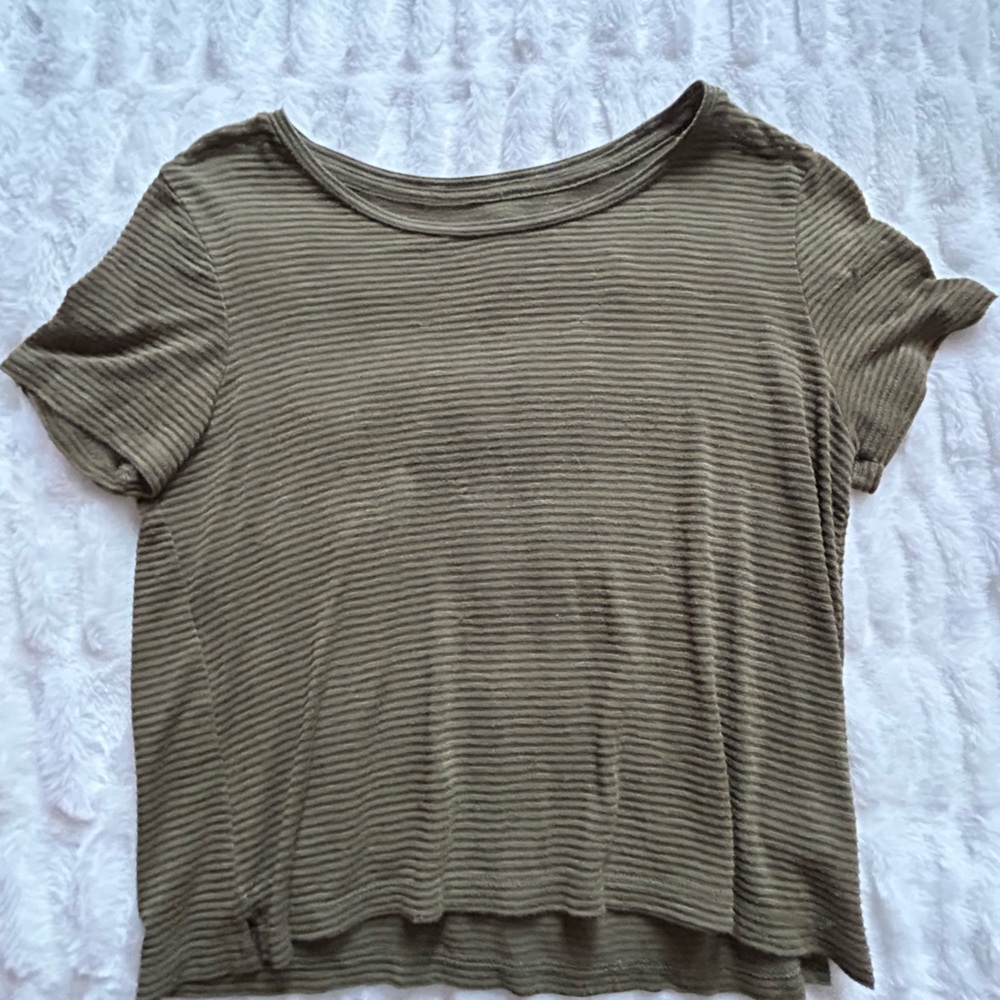 see through green short sleeve loose shirt
